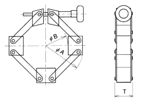 Specs ISO Chain Clamp Taper Flanges, Aluminum